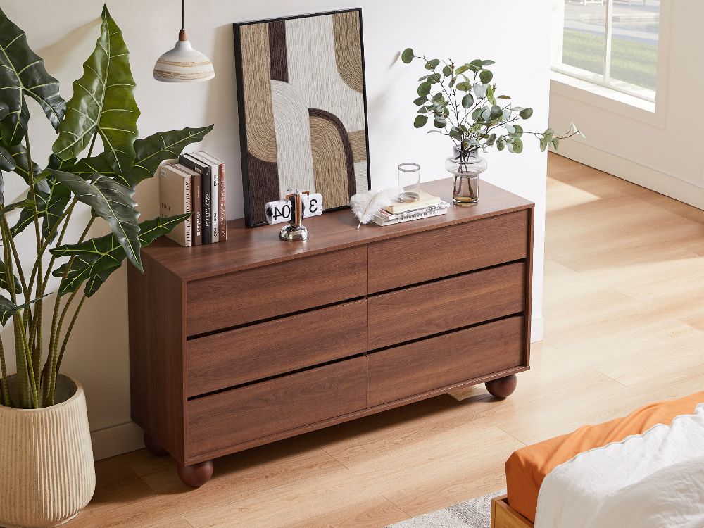 Ballico 6 Drawer Dresser - Walnut