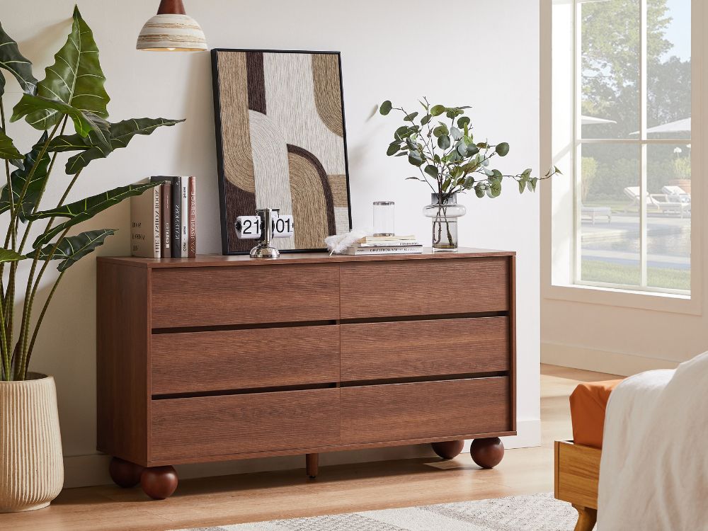 Ballico 6 Drawer Dresser - Walnut